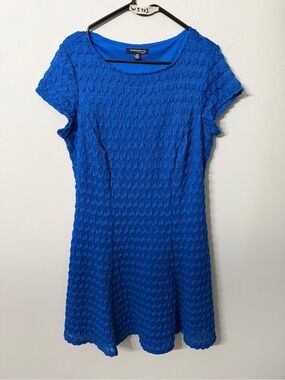 Women’s Sharagano 16W Royal Blue Textured Fit & Flare Dress Plus Size